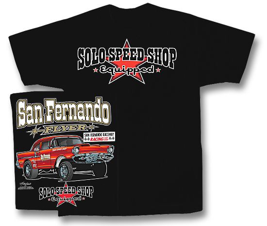 57 Chevy Hot Rat Rod Classic Car Tee Shirt Solo Speed Chevrolet