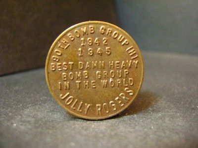 1977 Indian Head Penny Token Jolly Rogers 90th Bomb Group H Lot 223 C3