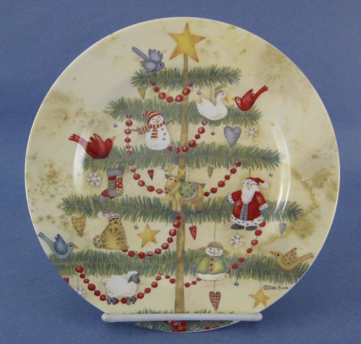 Holiday Home Salad Plate Debi Hron Christmas Tree Birds Santa Snowman