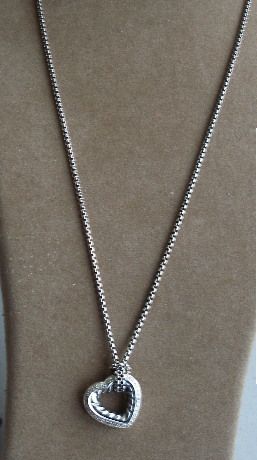  david yurman medium pave heart necklace sterling