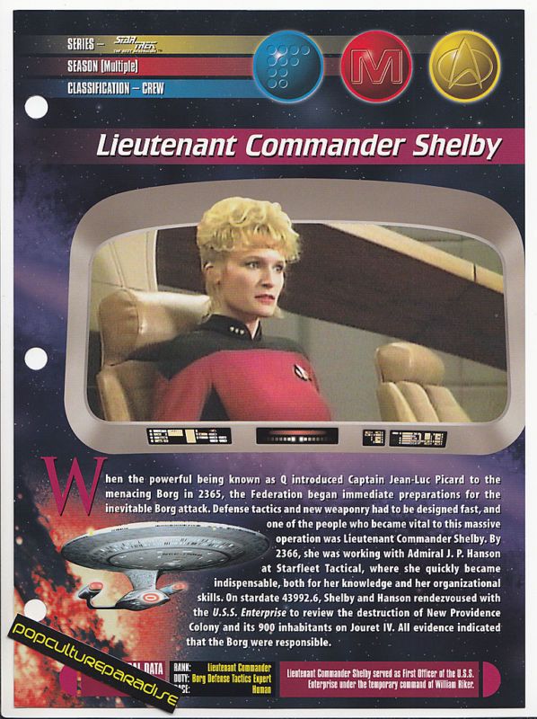 Elizabeth Dennehy as Lt Comm Shelby Star Trek TNG Sheet