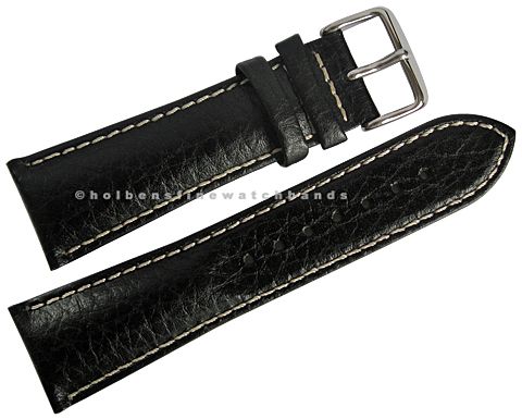24mm deBeer Black Chrono Sport Leather Mens Distressed Watch Band