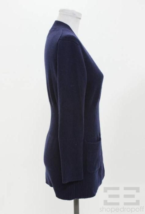 Derek Lam Navy Blue Cashmere V Neck Sweater Sz M