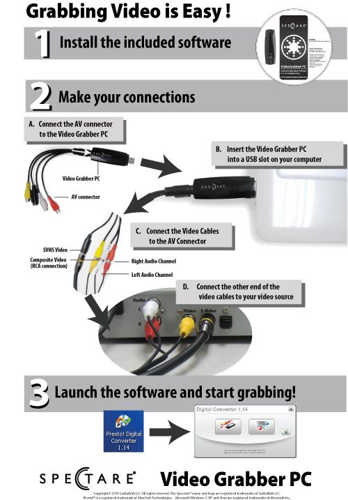 USB Video Capture Converter to DVD MPEG2 MP4 Spectare