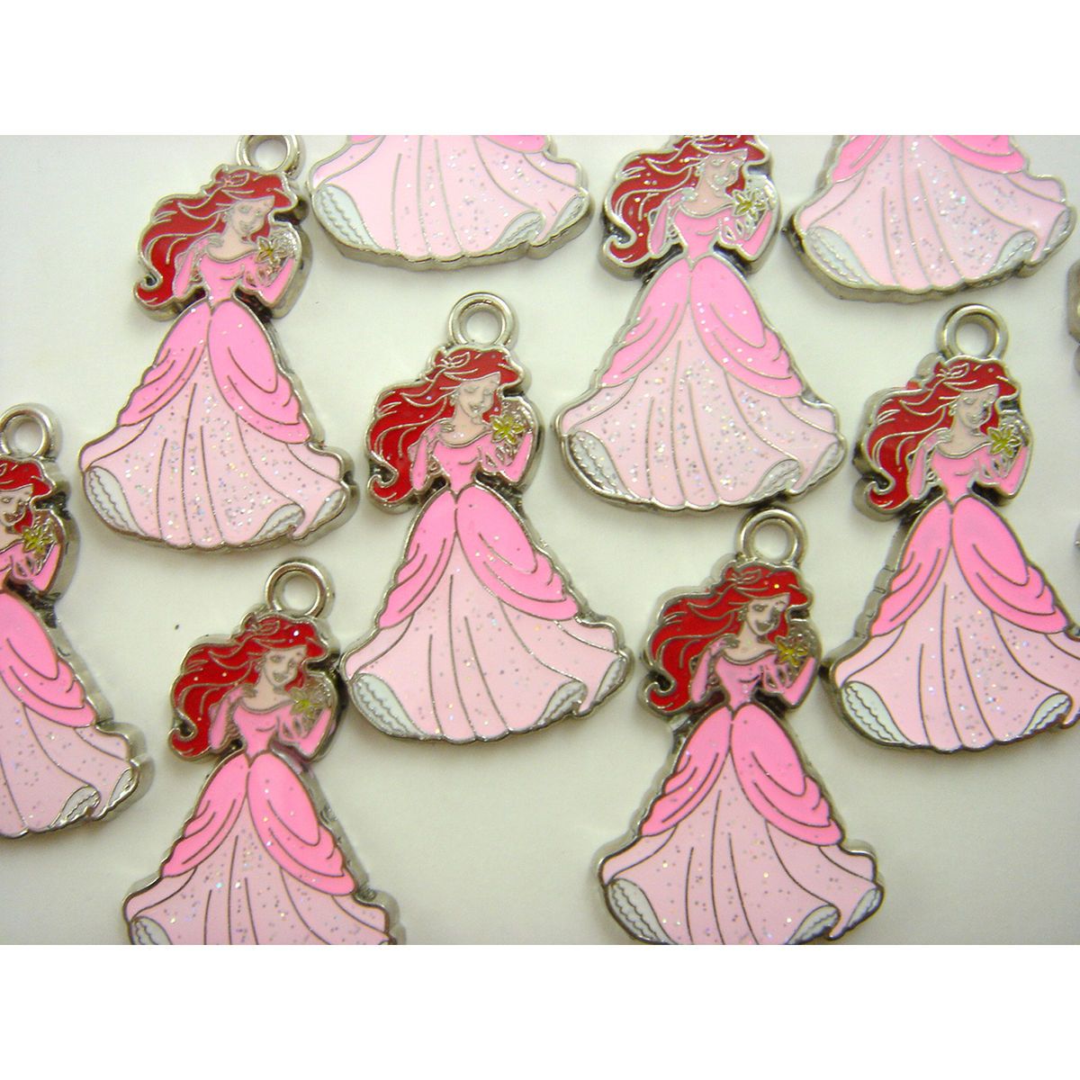 10 x Disney Princess Ariel Pink Jewelry Making Metal Figures Pendant