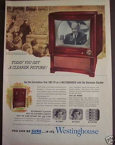 1952 Westinghouse TV Set Television Vintage Print Ad