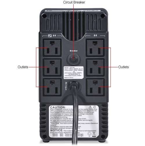 Diablotek 600VA 300 Watt UPS 6 Outlets