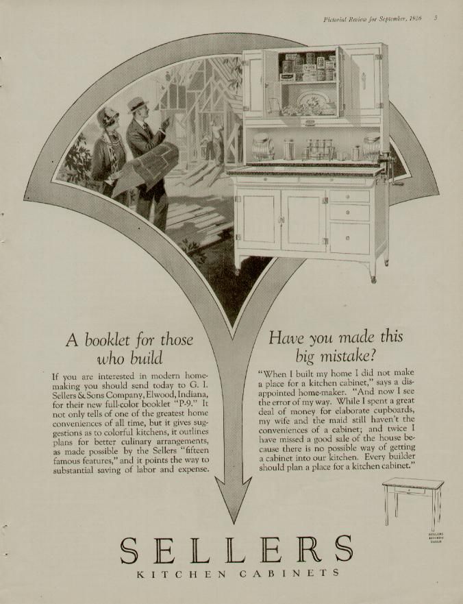 1926 Sellers Kitchen Cabinets Ad for Those Who Build Elwood Ind