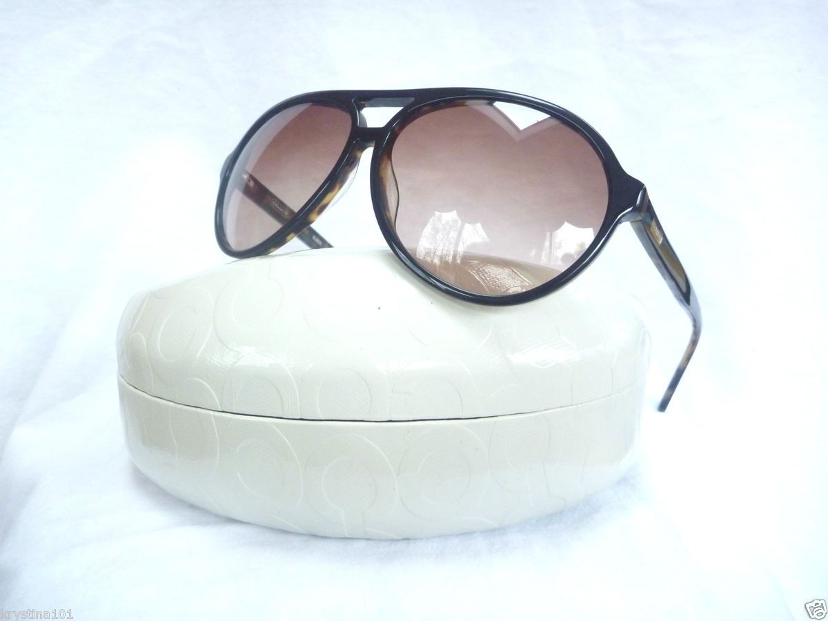  Hanana Aviator Shades Sunglasses New Authentic Coach w Case