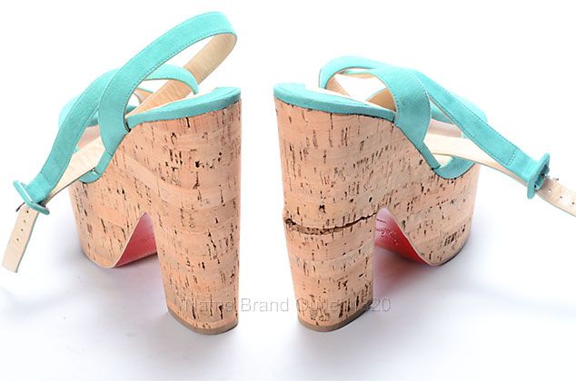  LOUBOUTIN 9 39 jade suede cork SUPER DOMBASLE platform shoe IMPERFECT