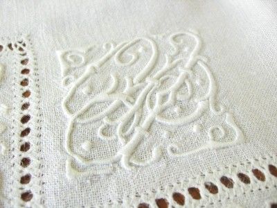  Italian Linen RETICELLA Dinner Linen Napkins 21 TRIPLE MONOGRAM