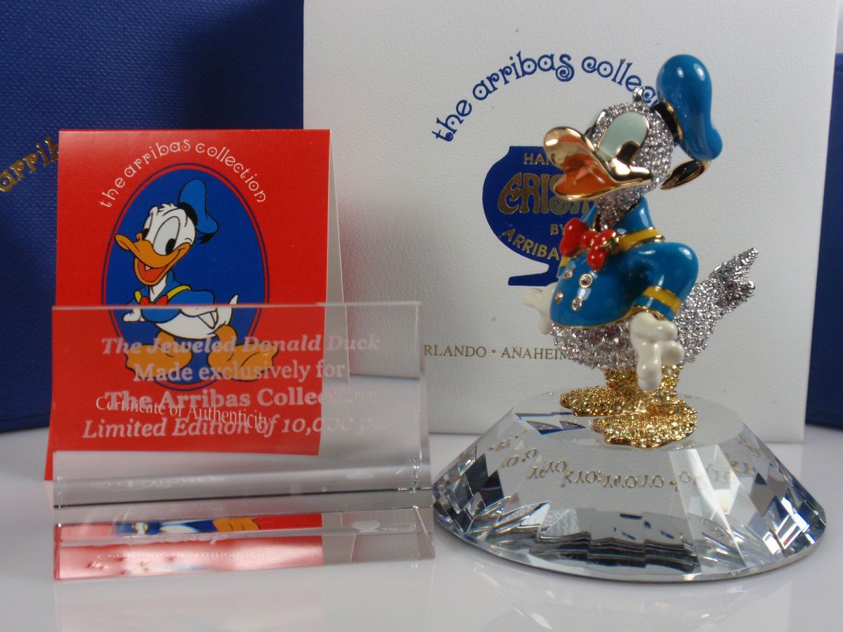 SWAROVSKI ARRIBAS JEWELED DONALD DUCK w/ PLAQUE & BASE LIMITED 10000