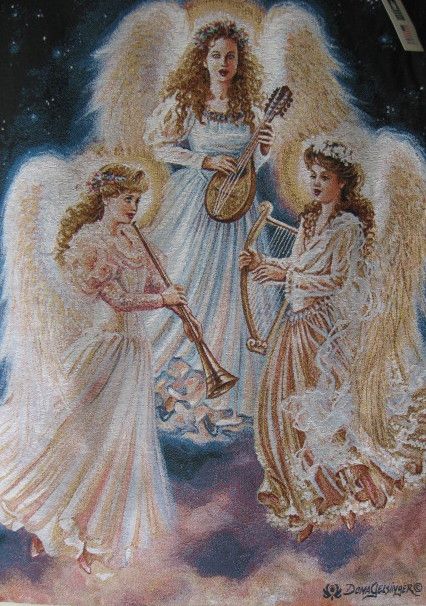 Dona Gelsinger Choir of Angel Jaquard Woven Tapestry Wall Hanging Made