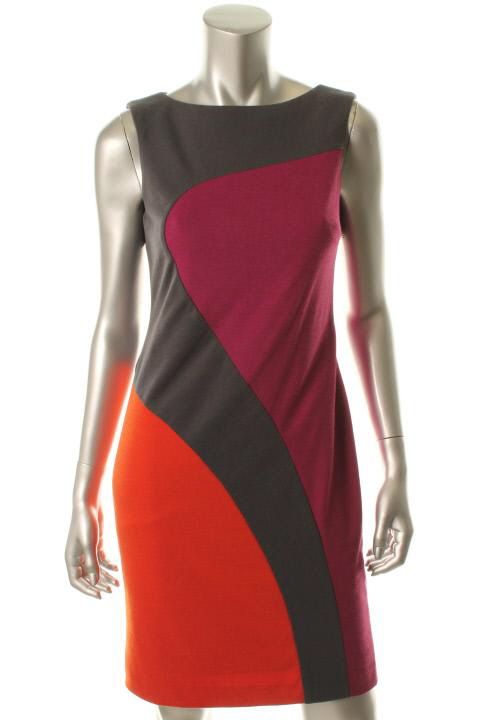 Donna Morgan New Multi Color Three Tone Colorblock Sleeveless Casual