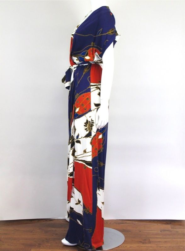 Diane Von Furstenberg Print Wrap Maxi Dress Sz 4 at Socialite Auctions
