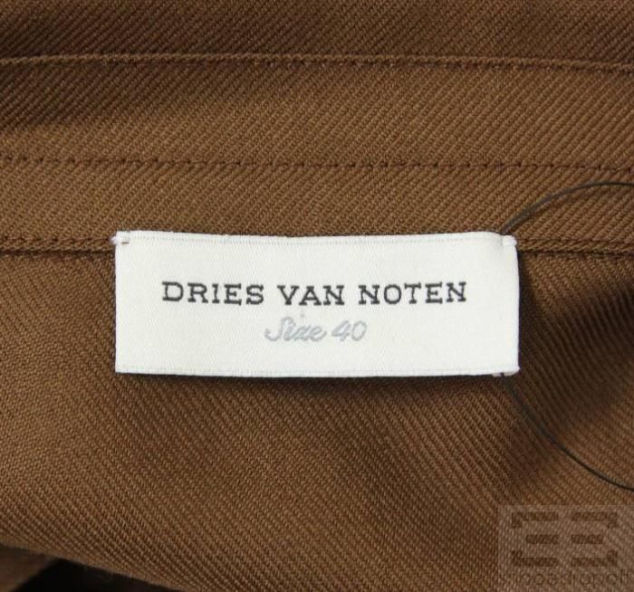 Dries Van Noten Brown Wool Long Sleeve Dress Size 40 Current