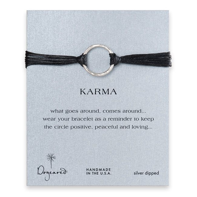 Dogeared Large Karma Sterling Black Linen Bracelet