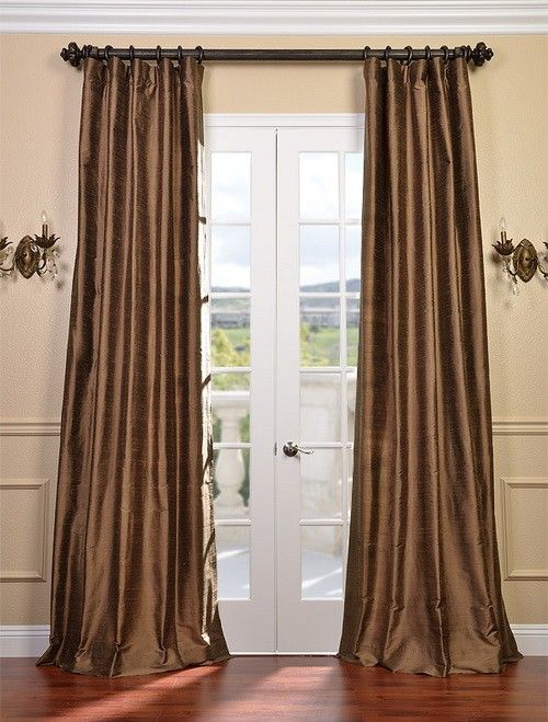 mocha textured dupioni silk curtains drapes luxurious affordable