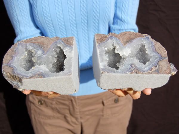 Unique 5.5 Dugway Geode Bookends Pair, Utah