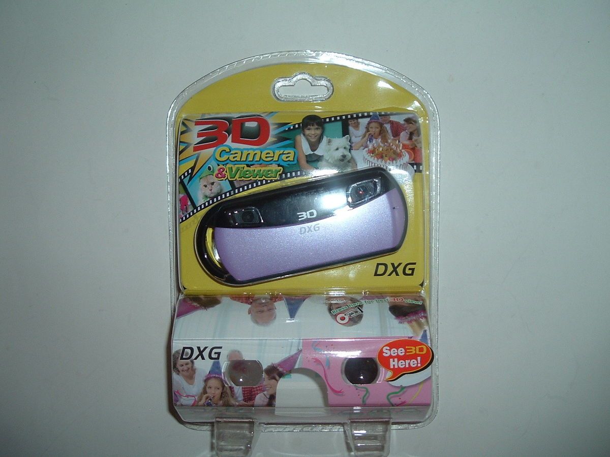  DXG 3D digital camera. DXG 018.   purple.dual lens.w/ 3D viewers. USA