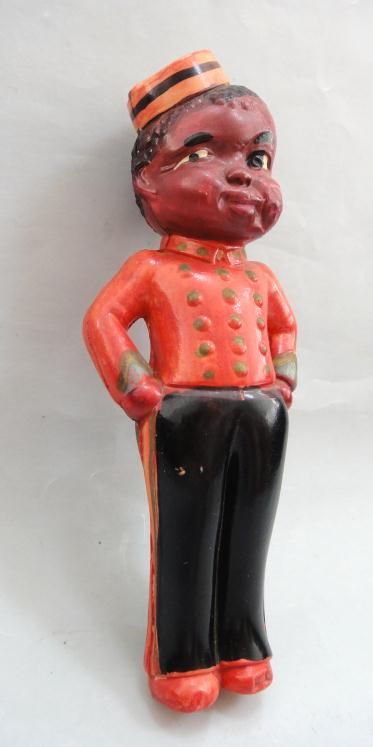 vintage BLACK AMERICANA 7 CELLULOID BELLHOP/PORTER RATTLE/TOY