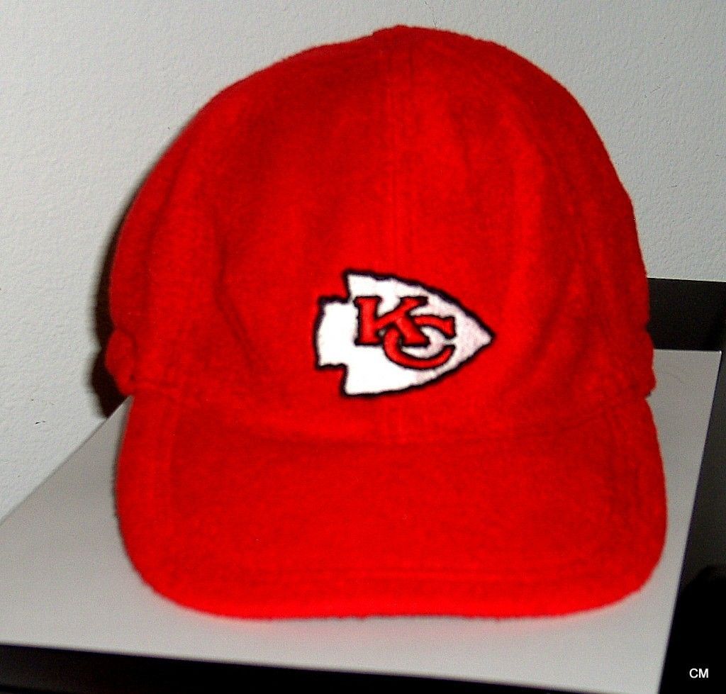 KANSAS CITY CHIEFS red BALL CAP   FLEECE WITH EAR TABS ~ NEW