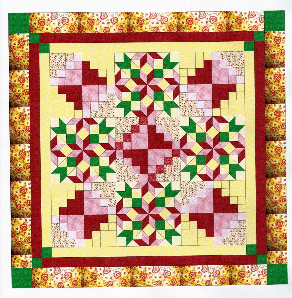 Easy Quilt kit Beauutiful Strawberry Fields Precut Ready to Sew