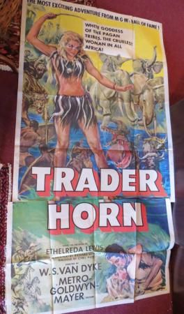 1953 Trader Horn 3 Sheet Movie Poster African Animals