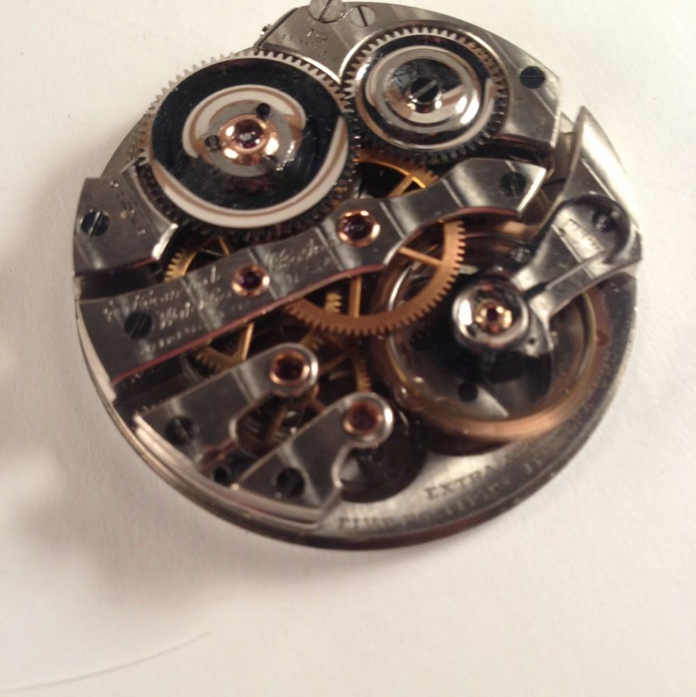 HOWARD 16s Pocket Watch Movement Red Dial 19j RR 5adj Stem Crown