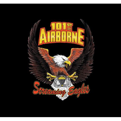 Black Army 101st Airborne Screaming Eagles Wings Imprinted 1 Sided T