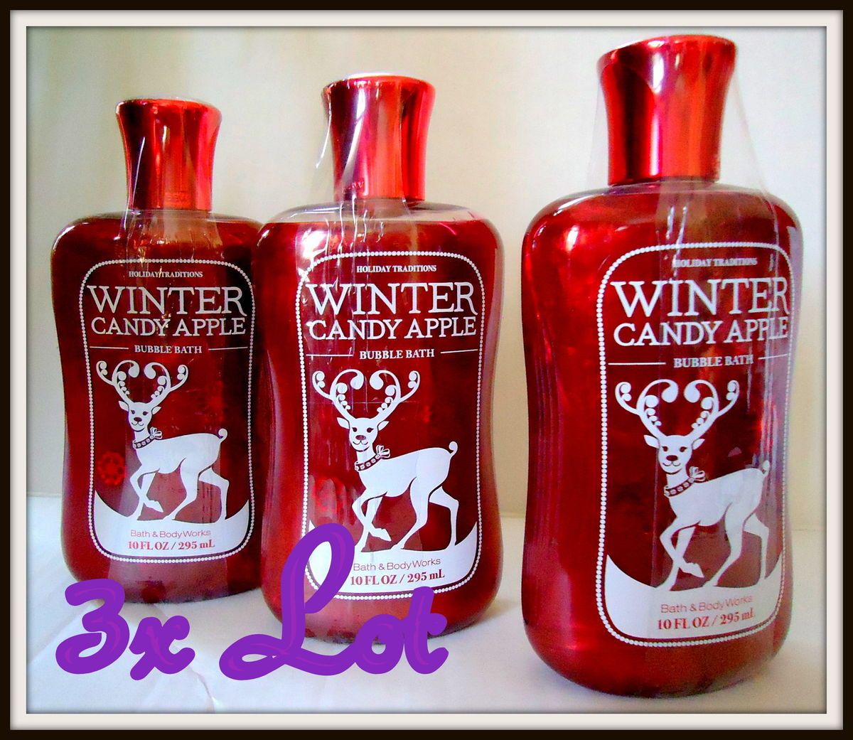 Bath Body Works Winter Candy Apple Bubble Bath 3X Lot