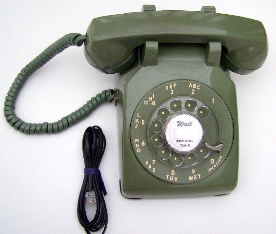 Western Electric Rotary Desk Phone Moss Green C D 500 Vintage Retro