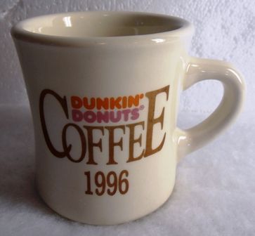  Dunkin Donuts Coffee Bean Heavy Ceramic Mug Cup 2 Sided Logo