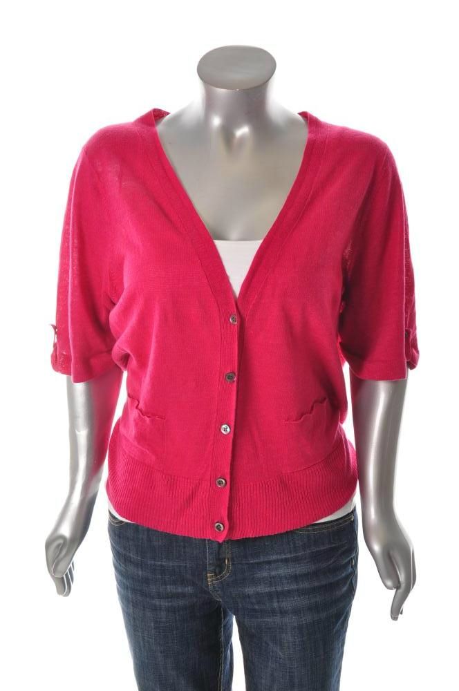 Eileen Fisher NEW Plus Size Pink Cardigan Linen Sweater Sale 1X