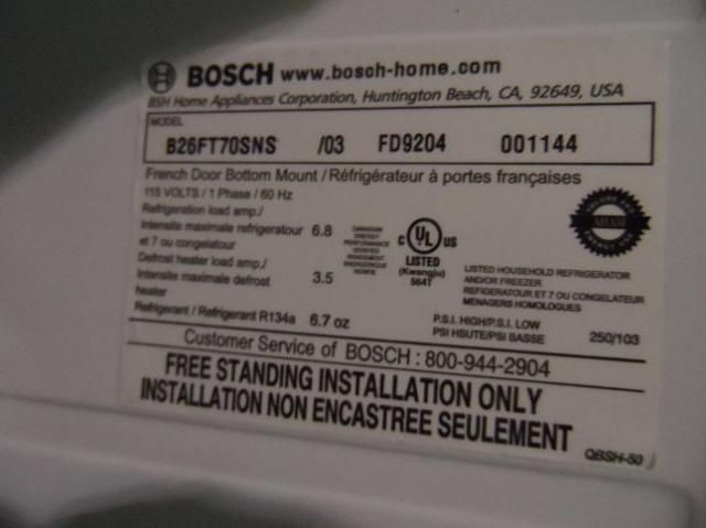 Bosch B26FT70SNS 25 9 CU ft French Door Refrigerator Stainless Steel