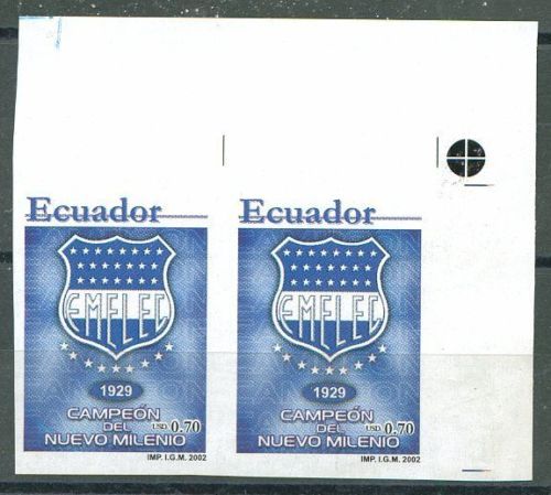  Ecuador Soccer Emelec Pair Imperf Mint NH VF