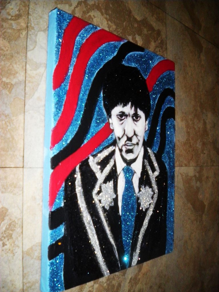 Elliott Smith Figure 8 Handpainted Memorial Glitter Acrylic Painting