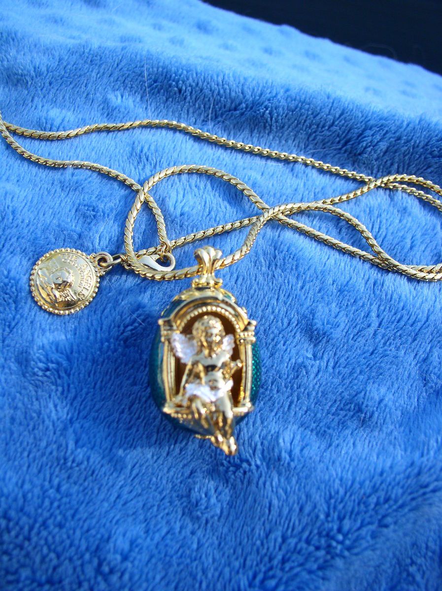 EDGAR BEREBI EGG THE ANGEL COLLECTION ENAMEL EMERALD PENDANT