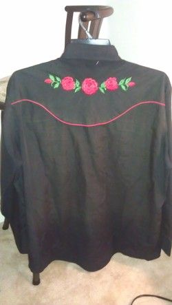 Vintage 1960s Ely Western Rose Shirt H Bar C Lee Cowboy Wrangler