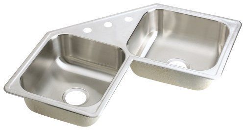 Elkay DE217323 31 7 8 Inch Double Bowl Three Hole Top Mount Corner