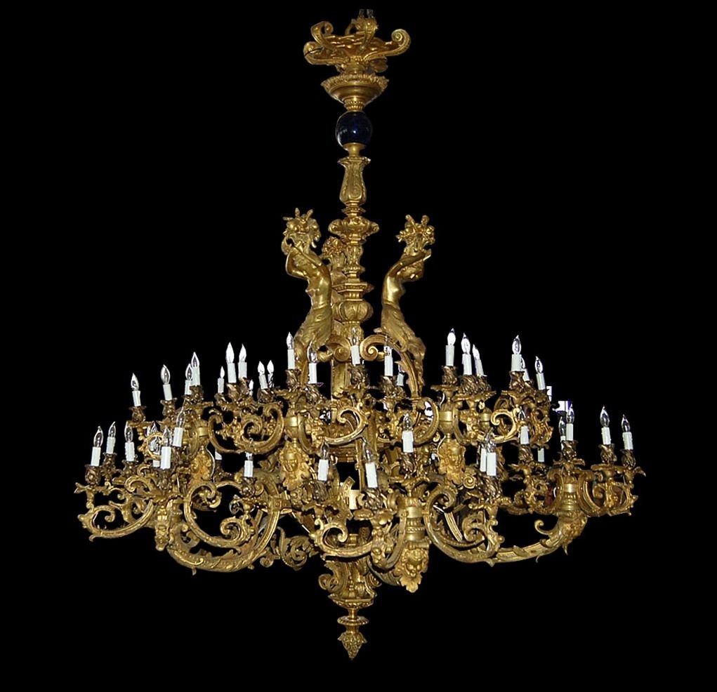  Antique 9 Bronze Belle Époque French Chandelier C 1880