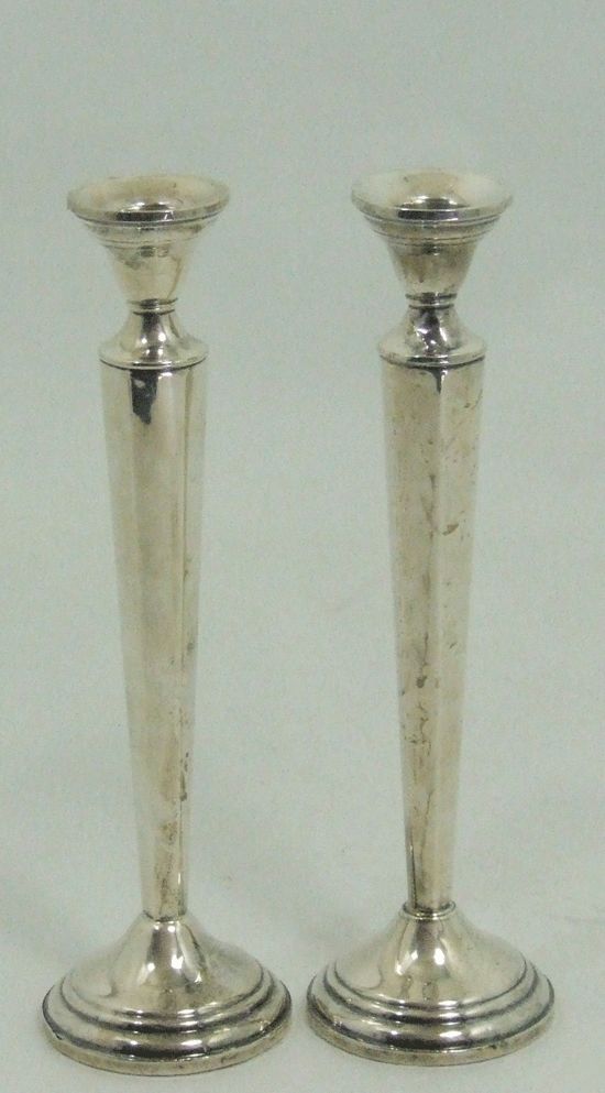 Antique Elfers Sterling Silver Holloware Weighted 10 Candlesticks Art