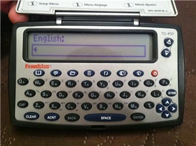 Franklin TG 450 12 Language Electronic Translator Mint w Case