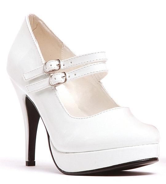 Ellie Shoes Sexy High Heel White with Double Strap Mary Jane Pump 421