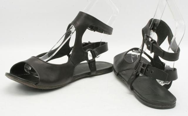 New $495 Elisanero Brown Leather Double Buckle Sandal