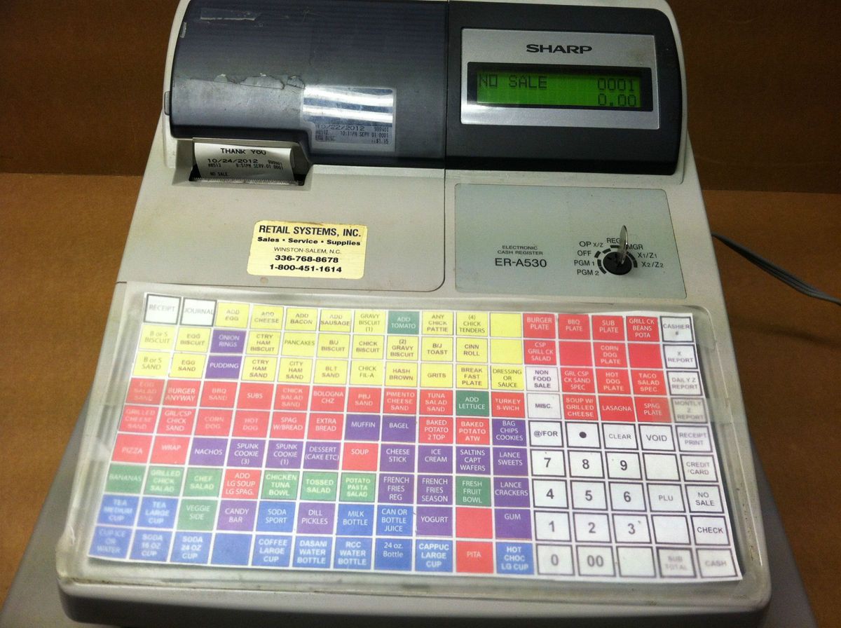 Sharp ER A530 Cash Register w Managers Key