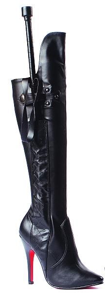 Ellie Shoes Sexy Knee High Boot Whip Black PU 5 High Heel 511 Sadie