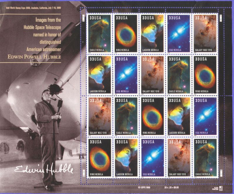 Edwin Hubble 33 Cent Stamp Full Sheet of 20 Unused