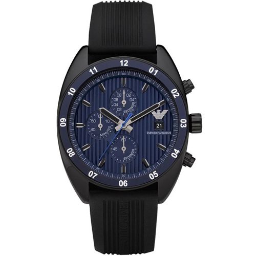 Emporio Armani Sportivo Mens Watch AR5930 All Black IP Rubber Band