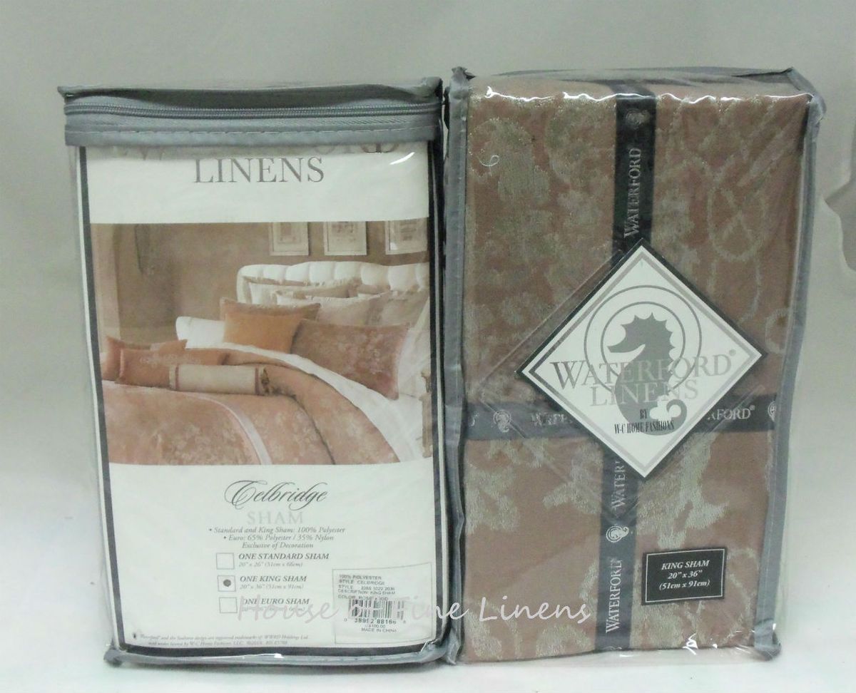 Waterford Linens Celbridge Rosewood King Sham Set 2 New